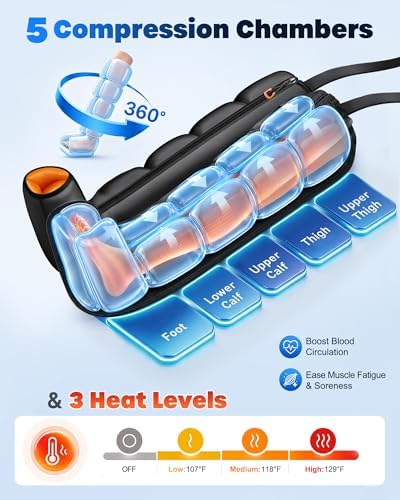 Air Compression Leg Massager with Heat for Circulation, Pain Relief - Image 3