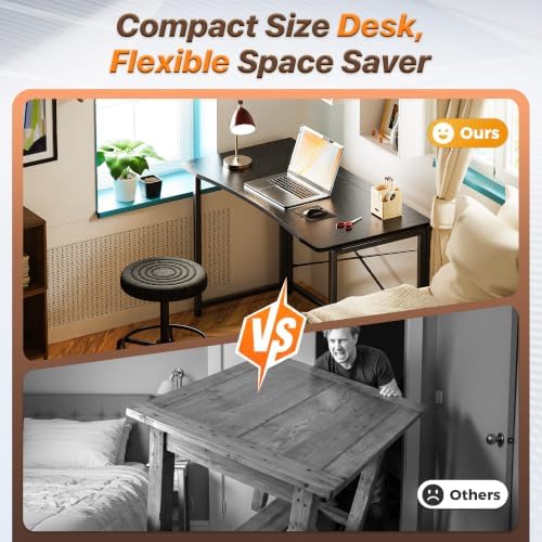Huuger Folding Desk for Small Spaces, 39.4 Inch Foldable Computer Table - Image 3