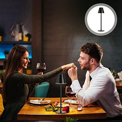 Timjorman 2-Pack Cordless Table Lamps - 5000mAh Rechargeable Battery Operated Desk Lamp, 3-Level Dimmable LED Night Light for Bedroom, Dining, Restaurant - Metal Design (Black 2-Pack) - Image 4