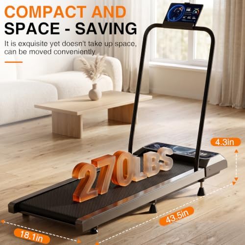 Walking with Incline Pad and Handle Bar, 2.5HP Low Noise Treadmill, 270lbs - Image 3