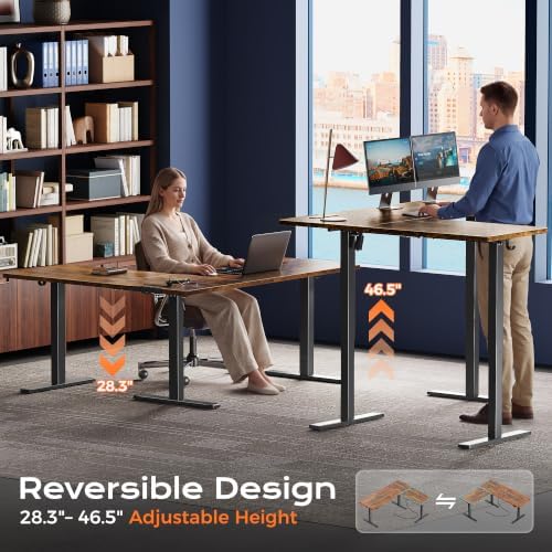 Huuger 63 x 55 Inch L Shaped Standing Desk with Power Outlets - Image 4