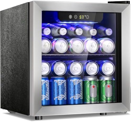 Antarctic Star 48 Can Beverage Refrigerator,12 Bottle Wine Cooler with Stainless Steel Glass Door, Digital Temperature Display,Electronic Temperature Control, Silver by AntarcticStar
