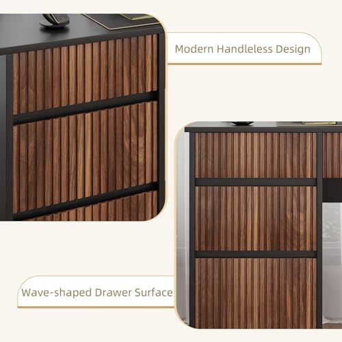 4 EVER WINNER Computer Desk with Drawers, 48 Inch Fluted Desk with Storage - Image 4