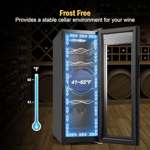 FoMup Wine Fridge 12 Bottles, Small Wine Cooler Refrigerator Freestanding with Digital Temperature Control Safety Lock, Frost Free for Red White Wine, Champagne - Image 5
