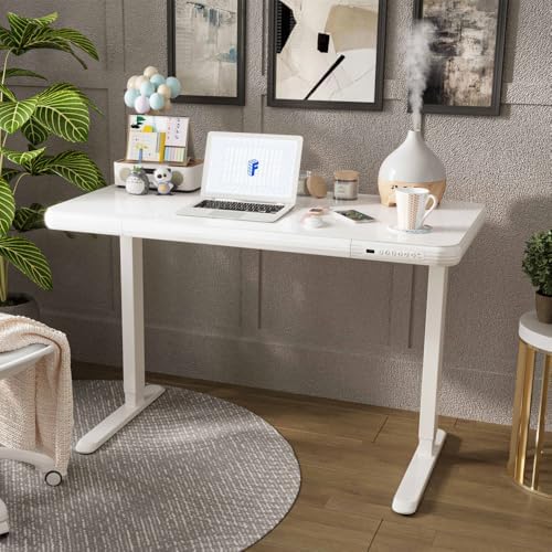 FLEXISPOT Comhar 48" Electric Glass Standing Desk with Drawers, USB Charging, Quick Assembly, Tempered Glass Top, Height Adjustable Sit Stand Desk for Modern Minimalist Home Office, White by Unknown