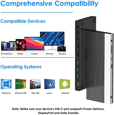WAVLINK USB C Docking Station,13-in-1 Triple Display Type C Hub Adapter with HDMI,2 DisplayPort,Ethernet,4 USB 3.0,USB-C,SD/TF Card Reader,Phone Jack,DC Jack, PD 100W for Mac Windows and More - Image 7