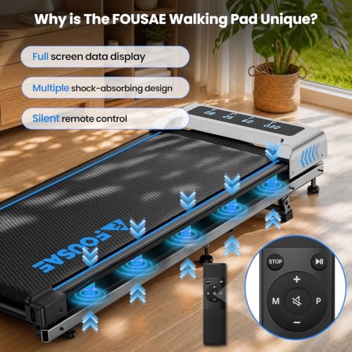 Walking Pad with Incline, FOUSAE 6.2MPH Walking Pad Under Desk Treadmill with 10% Incline, Full Screen LED Display, 2.75HP Brushless Drive, 12 HIIT Programs, Remote Control, 350 LBS Capacity - Image 2