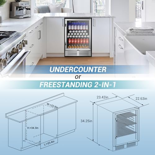 Velivi 24'' Beverage Refrigerator Under Counter Fridge with Door Lock - Image 6