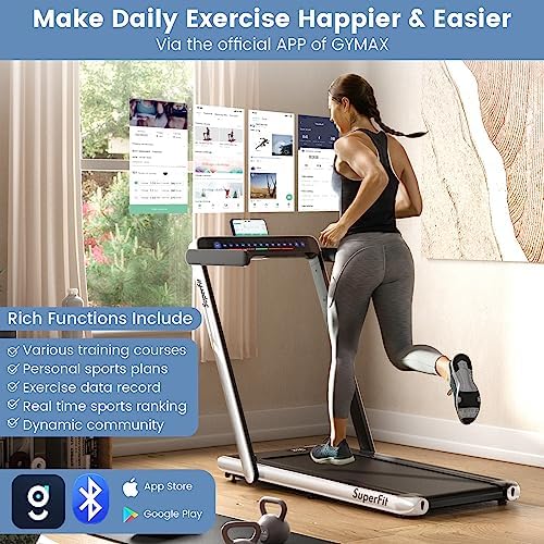 Goplus 2 in 1 Under Desk Treadmill, 2.25HP Superfit Folding Treadmill with Touch Panel Control, App Control, Remote Control, Bluetooth Speaker, Foldable Walking Treadmills for Home Office - Image 5