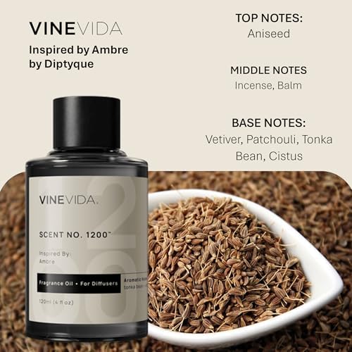 VINEVIDA [4 Fl Oz] Scent NO. 1200 Fragrance Oil for Cold Air Diffusers, Aromatic Notes of Aniseed, Incense, Balm, Patchouli & Cistus Essential Oils for Diffuser Oil Refill & Air Freshener Spray - Image 2