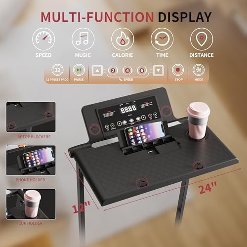 Foldable 4 in 1 Treadmill Walking Pad with Incline Remote Control Compact 3.0HP Under Desk Treadmill for Home Office Fitness 300 lbs Capacity with Handle Bar - Image 3