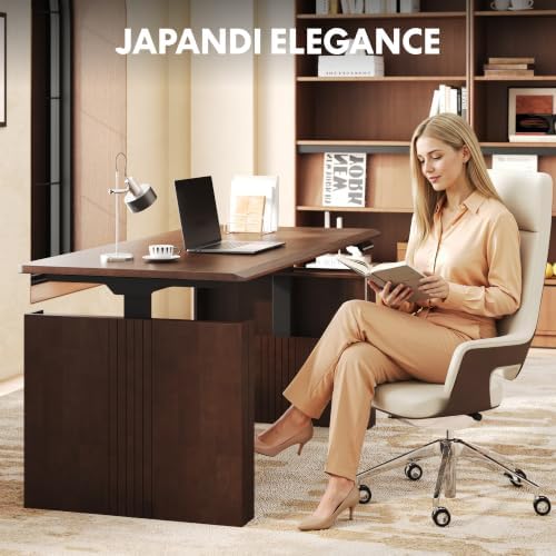 FLEXISPOT 55 x 28 Inch WoodiX Solid Wood Executive Standing Desk, Walnut - Image 3