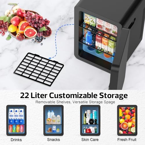 advwin 22L Mini Fridge for Bedroom, 30 Cans Portable Cooler & Warmer Compact Refrigerators with AC/DC Power for Skin Care, Beverage, Cosmetics, Food, Drinks, Office Desk Dorm Room - Image 2