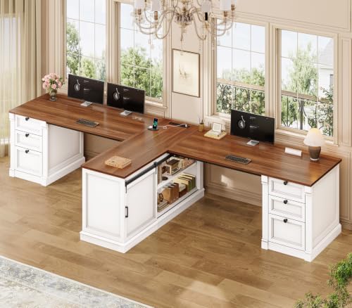 SEDETA 110.2" 2 Person Desk with 6 Drawers & Storage Shelves, Power Strip by SEDETA