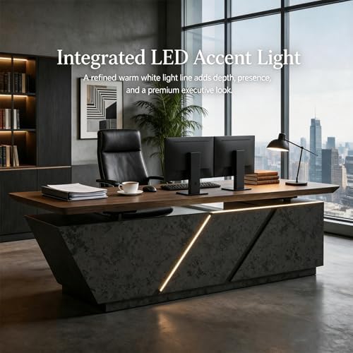 SAINTCY 86.6" Large L-Shaped Executive Standing Desk, Left Return - Image 3