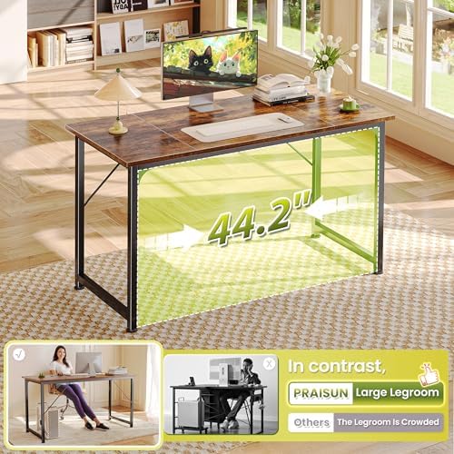 PRAISUN 47 Inch Computer Desk, Office Desk, Spacious Desktop, Rustic Brown - Image 5
