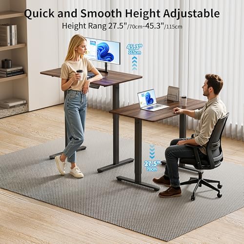 BIZUM 40x24 Inch Electric Standing Desk with Memory Presets, Quiet Motor Height Adjustable Stand Up Desk for Home Office & Gaming, Ergonomic Sit Stand Workstation，Walnut - Image 4