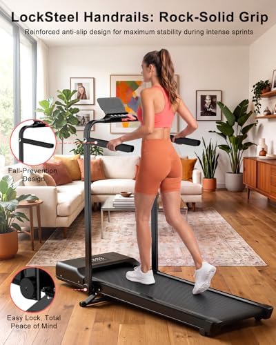 Walking Pad Treadmill with Handle,9% Manual Incline 3-in-1 Folding Treadmills for Home Small Space,3.0HP Quiet Under Desk Treadmill with Remote & APP Control,300LB Capacity LED Display - Image 2