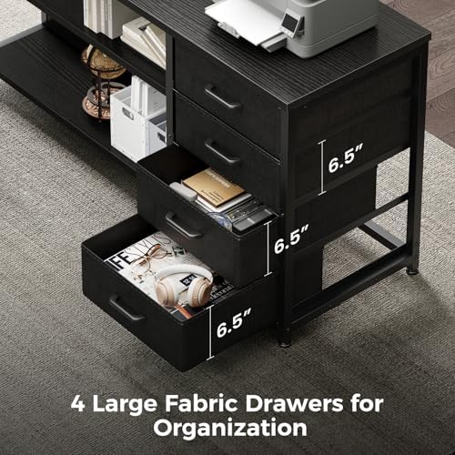 AODK 69" L Shaped Computer Desk with 4 Drawers, LED Lights, Black - Image 5