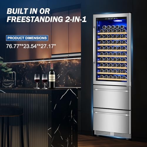 Velivi 24'' Wine and Beverage Refrigerator 2 IN 1 with Dual Drawer - Image 6