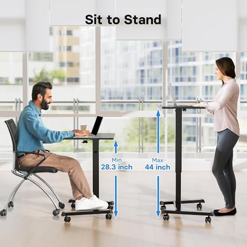 BONTEC Mobile Standing Desk Adjustable Height,Rolling Laptop Cart with Hook - Image 4