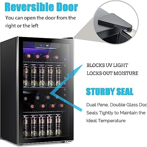 Antarctic Star Wine Cooler Cabinet Beverage Refrigerator 3.2cu.ft Black - Image 4