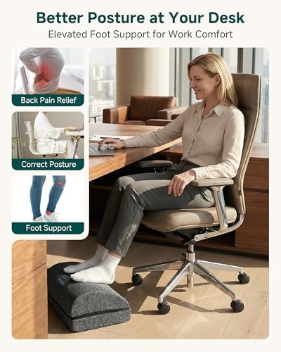 Snailax Heated Foot Rest Under Desk at Work, Ergonomic Vibration Foot Stool - Image 7