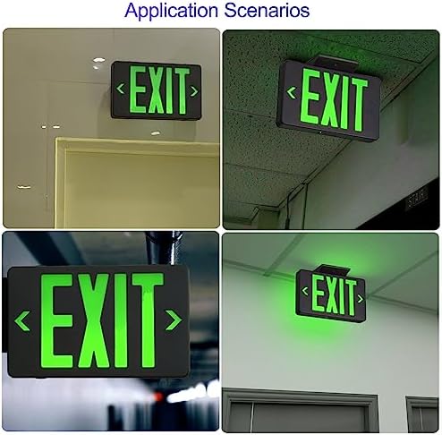 TANLUX Green Exit Sign with Black Housing, LED Emergency Exit Light with Battery Backup, UL Listed, Hardwired Exit Signs with Emergency Lights, Commercial Emergency Lights for Business - 6 Pack - Image 5