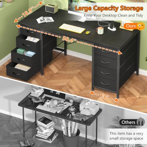 50 Inch Computer Desk with 8 Drawers for Home Office, Bedroom, Living Room - Image 5