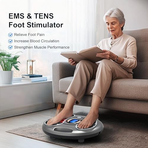 Foot Massager for Neuropathy, EMS TENS Foot Stimulator for Circulation and Pain Relief, TENS Unit Muscle Stimulator with 4 Electrode Pads, FSA Eligible Items Only List HSA, Fits Up to 11" - Image 2