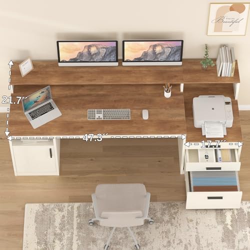 YOMILUVE 65" Computer Desk with 3 Drawers & Printer Shelf for Home Office - Image 4