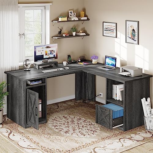 YITAHOME L Shaped Desk with Power Outlets - Image 5