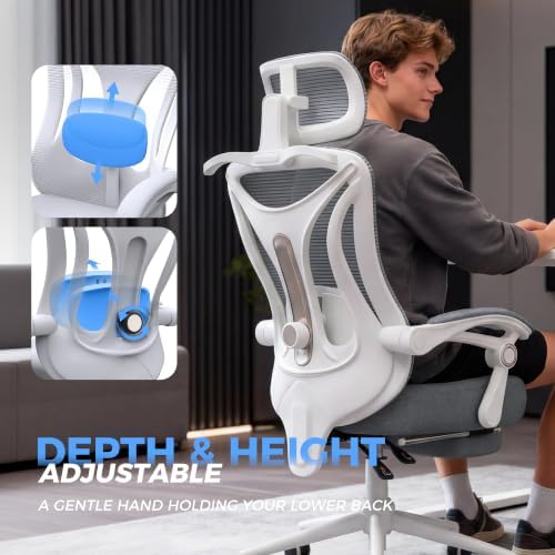 CYKOV Ergonomic Office Chair with Footrest, Reclining Mesh Back, 350 Lbs - Image 3