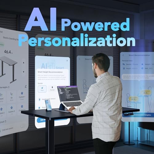 HUANUO AI-Powered Smart Electric Standing Desk, 32 Inch, Black - Image 3