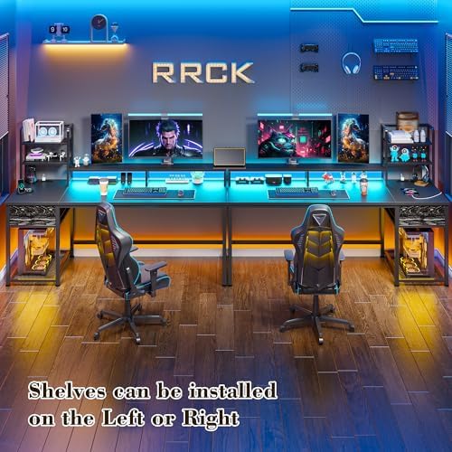 EnHomee 55 Inch Gaming Desk with Hutch and Drawers,Black - Image 5