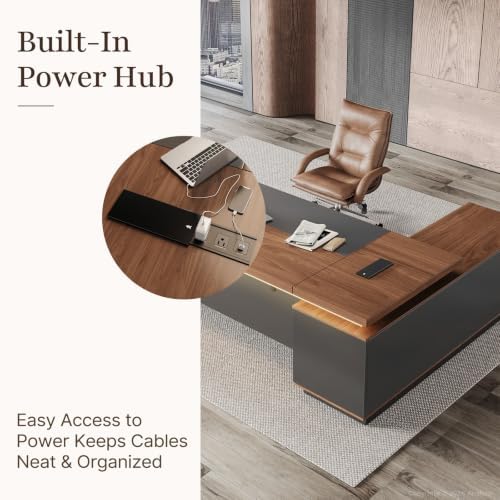 71" L-Shaped Executive Standing Desk with File Drawer, Dual Motors, Power - Image 5