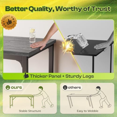 PRAISUN 63 x 24 Inch Computer Desk, 0.95'' Thicker, Heavy Duty, Grey - Image 6