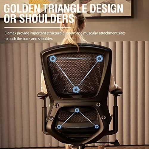 ELABEST Ergonomic Mesh Office Chair,Comfy Computer Desk Chair - BIFMA 5.1 Certified Commercial Swivel Task Chair for Home Office - Adjustable Lumbar Support & Armrests,Tilt Function,Wide Seat (Black) - Image 5
