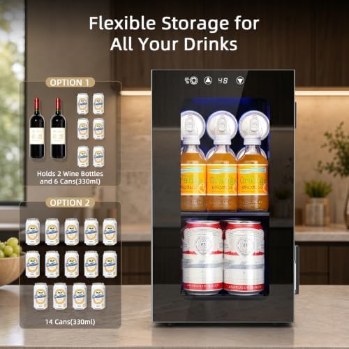 Antarctic Star 10L Mini Fridge, Beverage Refrigerator Small Drink Fridge for Bedroom, beverage cooler with Digital Temp Adjustment 40-61°F, Ideal for Bedroom, Dormitory, Office, Bar and Kitchen - Image 4