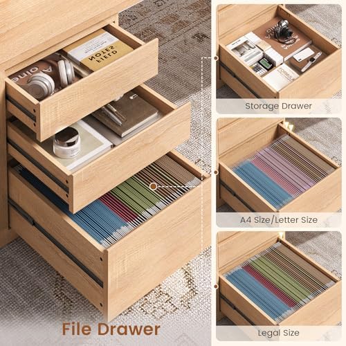 SEDETA 63" Modern L Shaped Desk with 3 Drawers, Executive Office Desk - Image 3