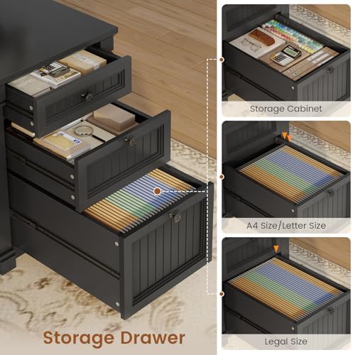 SEDETA L Shaped Office Desk with 4 Drawers Storage, 67"x67" Executive Desk - Image 5