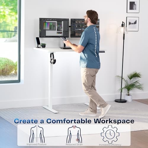 VIVO White 48 x 30 in Standing Desk, DESK-KIT-1W5W - Image 4