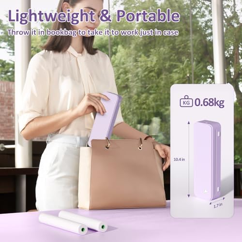 Gloryang Inkless Portable Printer for Travel, Wireless Thermal Printer Supports 8.5 x 11 Inch US Letter Size, Bluetooth Machine Includes Carry Case and 3 Rolls of Thermal Paper Kit, Purple - Image 5