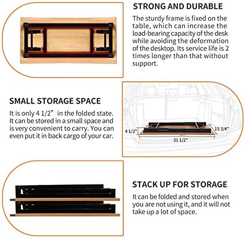 Need Small Computer Desk 31.5x15.7 Inch Folding Home Office Table Teak - Image 5