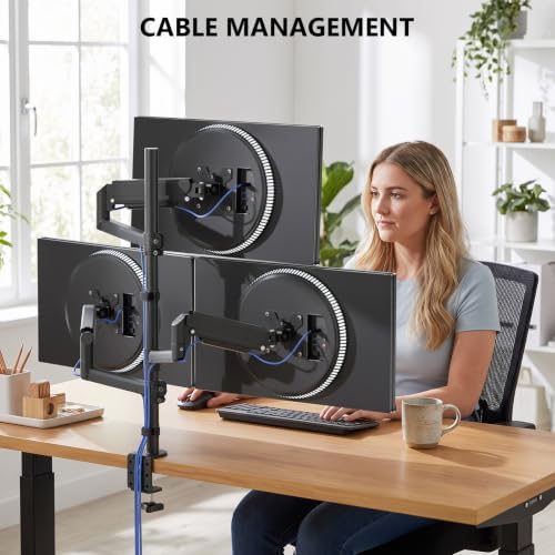 WALI Stacked Triple Monitor Mount for 13-34 inch Screens, 19.8 lbs per Arm - Image 5