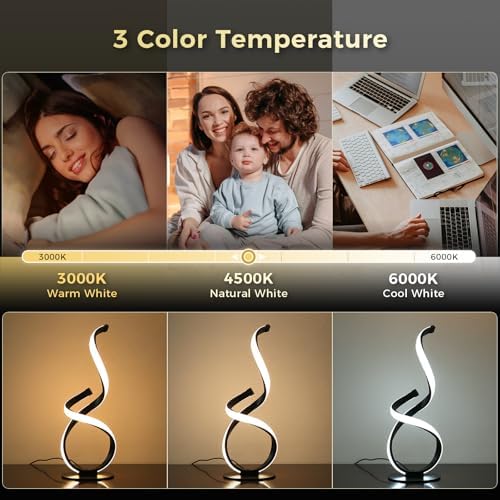2 Pack Modern Table Lamps for Nightstand, LED Spiral Touch Light - Image 4