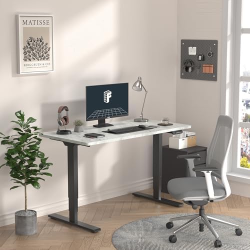 FLEXISPOT E6 3-Stage Dual Motor Electric Standing Desk 48 x 30 Sit Stand Up Desk, Holds 220 lbs, Adjustable Height w/Memory Presets, One-Piece Marble Grey Desktop & Black Frame, Ships in 2 Boxes - Image 2