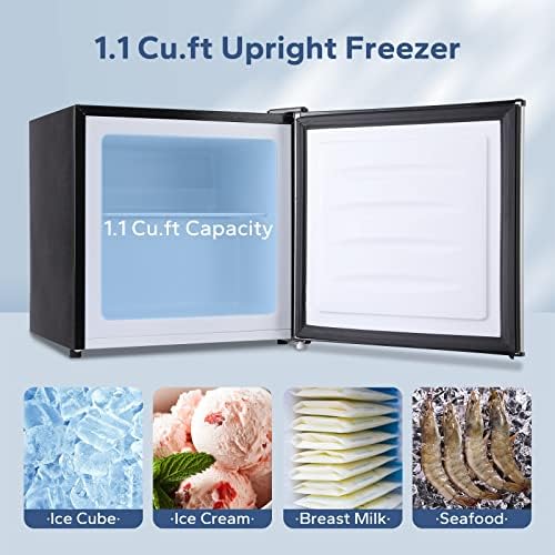 BANGSON 1.1 Cu.ft Upright Mini Freezer for Dorms Apartment, Silver - Image 2