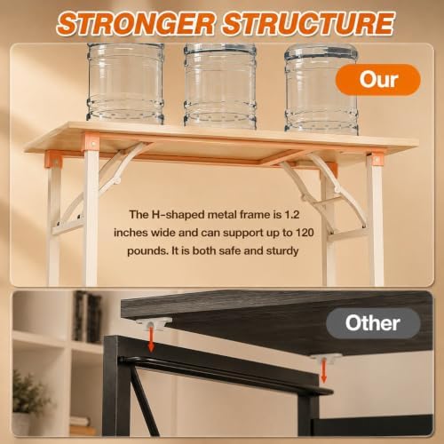 Folding Table Computer Desk - 43.3" No Assembly Folding Desk Design and Foldable Office Desk, Small Desk for Bedroom, Compact Storage Portable Use for Dorm and RV Small Space, White Ash - Image 6