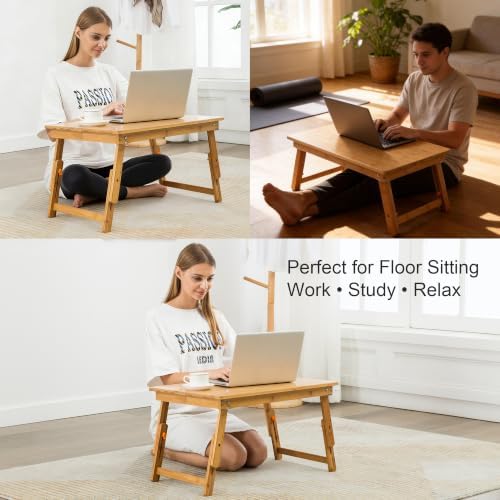 Nnewvante Large Floor Desk Foldable Table for Adults, Bamboo 25.6 x 17.7in - Image 6